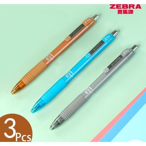 3Pcs Japan ZEBRA JJ3 New Axis Color Gel Pens ZGrip Series Classic Press Black 0.5mm Large Capacity Refills for Smooth Writing