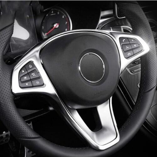 Car Steering Wheel Button Frame Dcoration Sticker Trim For Mercedes Benz C E W205 W213 GLC X253 Class Interior Accessories