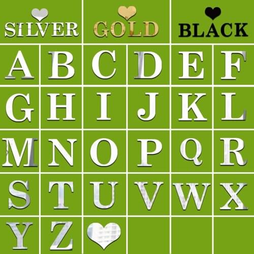 3D DIY Wall Stickers ps plastic Mirror Wall Sticker Alphabet English letters Home Decoration Creative Personality Special Decor