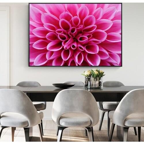 Pink Dahlia Flowers Canvas Art Wall Paintings Realist Dahlia pinnata Cav Wall Posters And Prints Large Flower Picture Home Decor