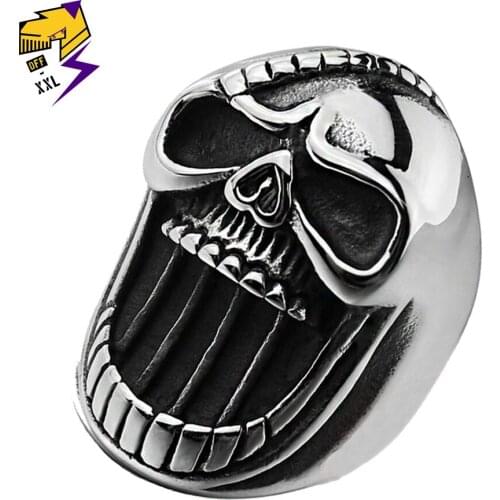 Beer Bottle Opener Gothic Skull Rings for Men Antique Silver Stainless Steel Biker Punk Ring Birthday Party Gift Jewelry