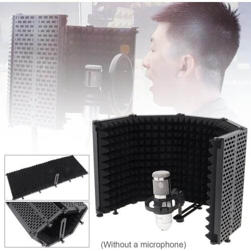 Plastic Microphone Isolation Shield 5-Panel Wind Screen 3/8" and 5/8" Threaded High Density Absorbing Foam Live Broadcast