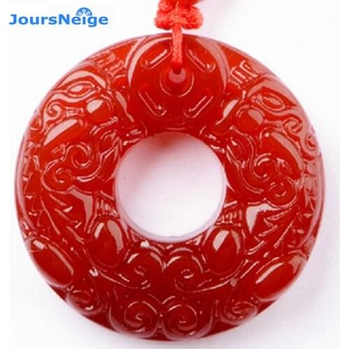 JoursNeige Natural Red Crystal Pendant Lucky Buckle Double Brave Troops National Wind Red Rope Sweater Necklace Amulet