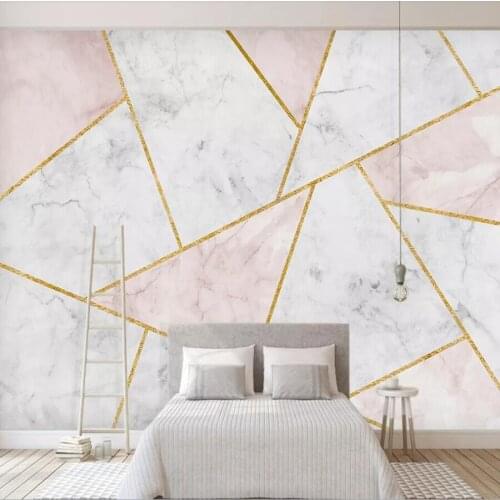 Custom 3D photo wallpaper abstract geometric marbled gold lines TV background wall decorative mural wallpaper
