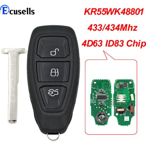 Intelligent Remote Key 434MHz ID83 Chip for Ford Focus C-Max Mondeo Kuga Fiesta B-Max 2011 2012 2013 2014 2015