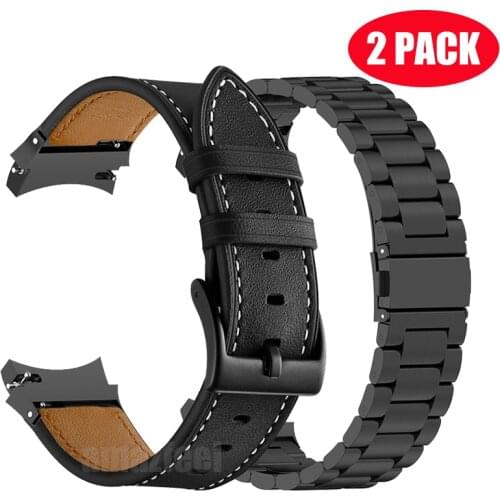 Metal Watch Strap For Samsung Galaxy Watch 4 44/40mm Smart Watch Genuine leather Band For Galaxy Watch 4 Classic 42/46mm Adapter