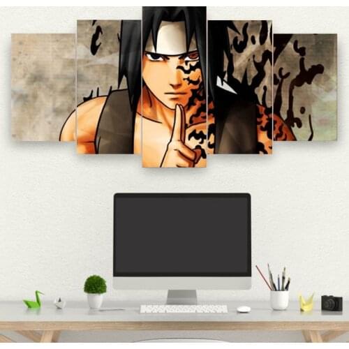 Naruto Anime 5 Panel Canvas Painting Sasuke Brother Uchiha Art 5Piece Poster Prints Kids Room Home Decor Cuadros Naruto Fan Gift
