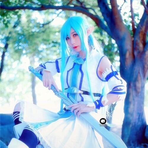 SAO Sword Art Online Yuuki Asuna Uniform Dress Outfit Anime Cosplay Costumes