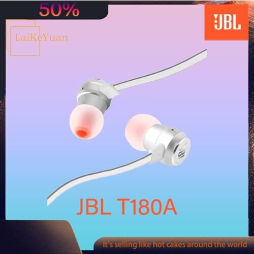 JBL T180A Stereo Sports Headset 3.5mm Wired Earbuds Pure Deep Bass Game Music Headset Hands-Free Calls with Mic
