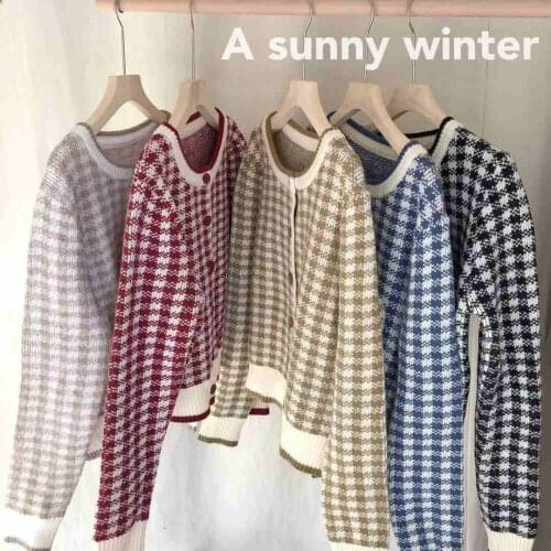 Vintage Rose Cropped Cardigan Autumn Winter Loose O-neck Strickjacke Damen Single-breasted O Neck Knitwear Long SleeveTops