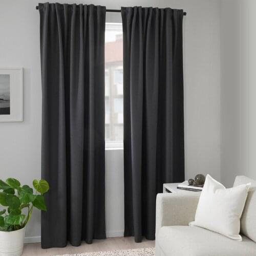 Curtain a pair of full shading cloth 1.45x2.5m living room curtain linen solid color modern curtain bedroom cotton cloth