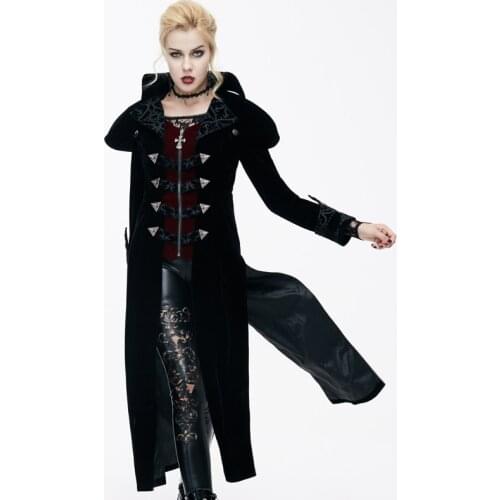 New Devil Fashion Gothic Palace Bodycon Slim Women Jackets Steampunk Autumn Winter Black Red V-Neck Long Coats Casual Overcoats