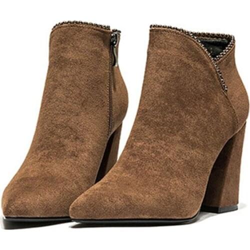 Chelsea Women Boots Super High Heels Synthetic Fur Lining Warm Winter Boots Elegent Women Shoes