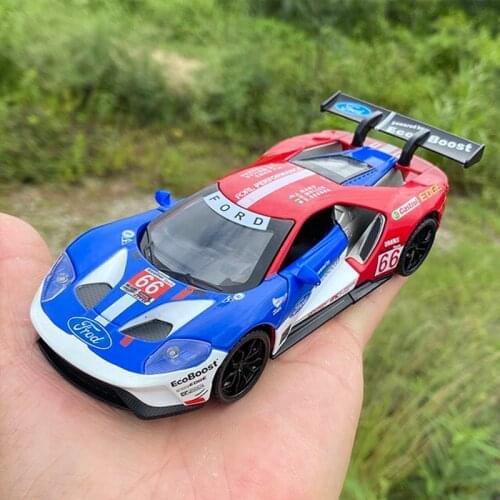 1:32 Fords GTR Supercar Alloy Car Racing Light Pull Back Simulation Model Metal Vehicle Sports Car Collection Gifts Toys Boys