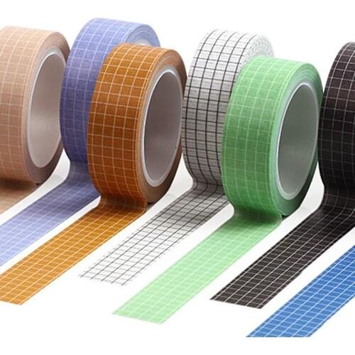 10M Pure Color Grid Washi Tape Set Masking Tape Journaling Supplies Washy Tape Organizer Washitape Stationery Sticker Scrapbook