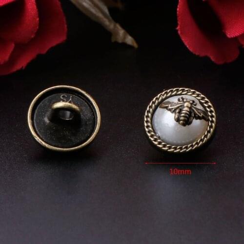 10Pcs 10mm Faux Pearl Bee Buttons For Sewing Overcoat Wedding Crafts Scrapbooking Embellishment DIY