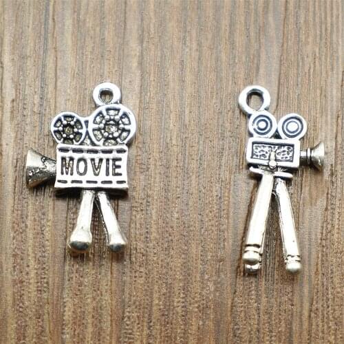 10pcs Charms Movie Camera For Jewelry Making DIY Jewelry Findings Accessories Antique Silver Color 3D Movie Camera Charms