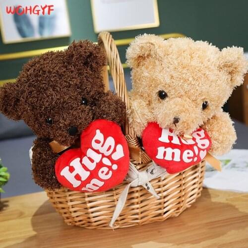 30cm Hug Me Teddy Bear Large Stuffed Plush Doll Toy Holding LOVE Heart Teddy Bear Soft Doll Gift For Girlfriend