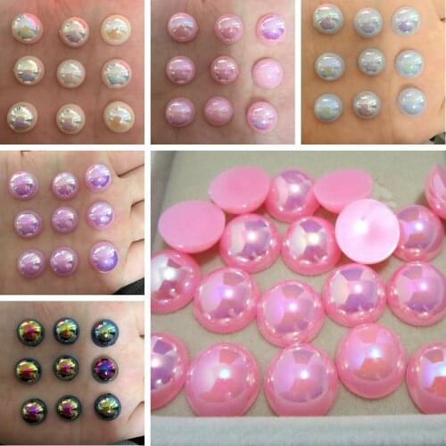 40pcs 12mm AB Pearl Half Bead Flatback Stone Scrapbook Wedding Ornament Beads Applique DIY Craft SB13