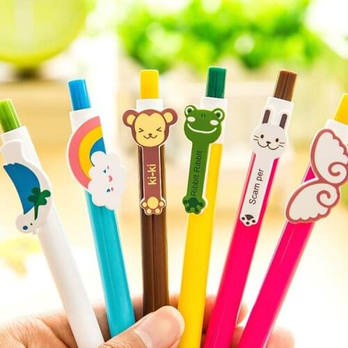 48pcs/lot 6 designs Korean ballpoint pen cartoon kawaii rainbow bird wing cat prize gift for school students