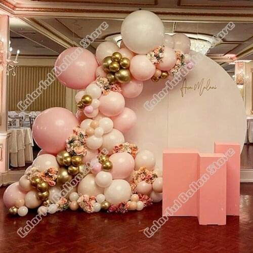 88pcs Double Cream Peach Gold Latex Balloon Arch Wedding Birthday Valentine Party Backdrop Holiday Dinner Table Decoration Event