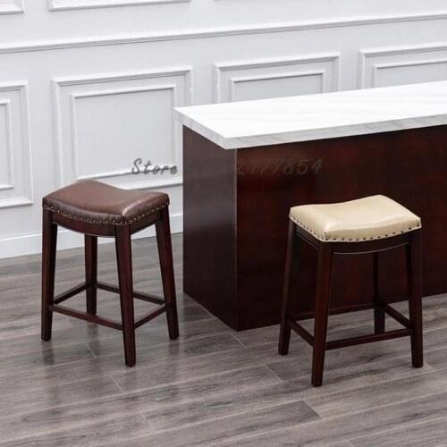American Bar Stools Solid Wood Bar Stools Household High Stools European High Island Chairs 55cm Designer