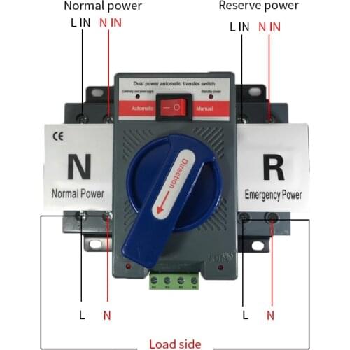 MCB Type Dual Power Automatic Transfer Switch ATS Main/Backup Power Connection Switch 2P 63A 230V 50/60hz