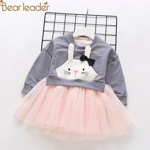 Bear Leader Girl Cartoon Dress 2021 New Autumn Girls Cute Bunny Dress Kids Costumes Children Clothing Baby Clothes Party Suits