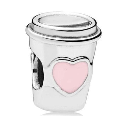 Free Shipping 925 Sterling Silver Take a Break Coffee Cup Charm Fit Original Pandora Bracelet For Women DIY Jewelry S925 Bead