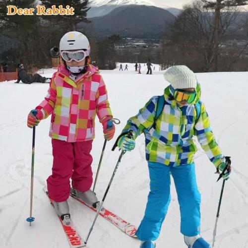 -30 degrees Winter Children Ski Suit Windproof Warm Girls Clothing Set Jacket + Overalls Boys Clothes 3-16 Years Kids Snow Suits