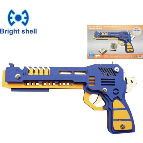 DIY Laser Cutting 3D Tech pistol model Wooden Puzzle Learning Educational Toy Game Assembly Toys for Children Jigsaw Kids Toys