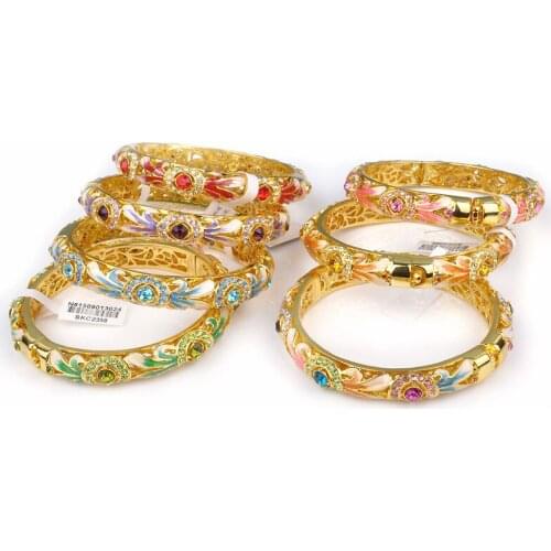 Double-layer cloisonne bracelet National wind-cut crystal womens 18KGP bracelet for 1pcs