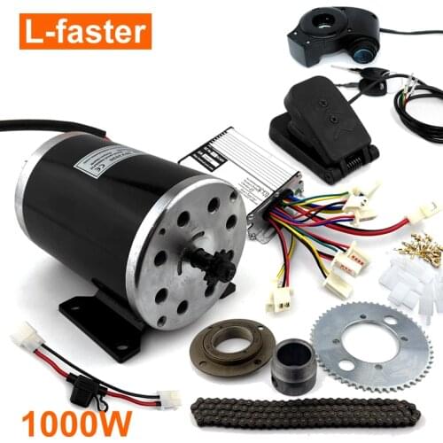 1000W Electric Brushed Ungeared Engine For 4-wheel Child Bike Kart With Gas Pedal Accelerator Freewheel Chain Drive System