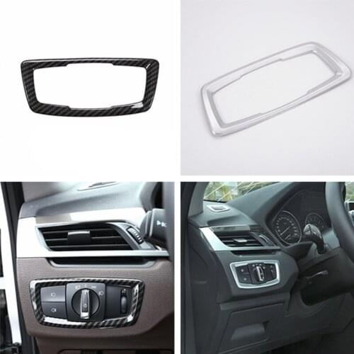 ABS Chrome Car Headlight Switch Button Cover Trim Decorative Frame Decal for BMW X1 X2 1 Series Car Stickers Interior Styling