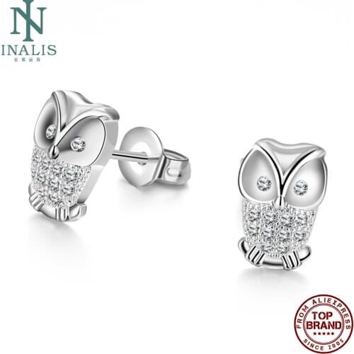 INALIS Stud Earrings Women Fashion Tin Alloy Popular Personality Owl Rhinestone Earring Anniversary New Listing Fashion Jewelry