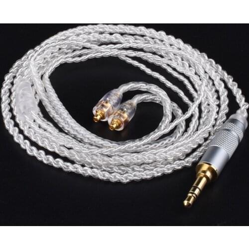 3.5mm To MMCX Pin Headphone Cable Single Crystal Copper Silver Platin DIY Earphone Upgrade Wire For Shure SE215 SE535 SE846 Hifi