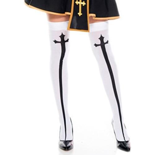 Lady Priest Nun Sock Costume Carnival Halloween Party Fancy Dress
