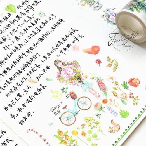 The Girl With Flowers Vase Washi Tape DIY Scrapbooking Sticker Label Masking Tape School Office Supply
