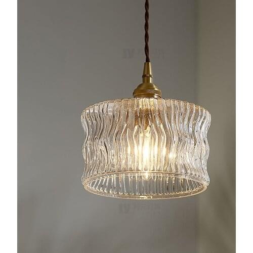 Japanese style retro brass porch glass chandelier Nordic minimalist bed and lodging bedroom bedside corridor balcony bar desk la