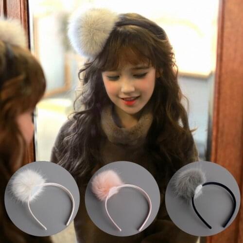 Cute Big Fuzzy Ball Headband for Girl Soft 3 Colors Party Wild Hair Accessories For Women Fashion Gift Hairband