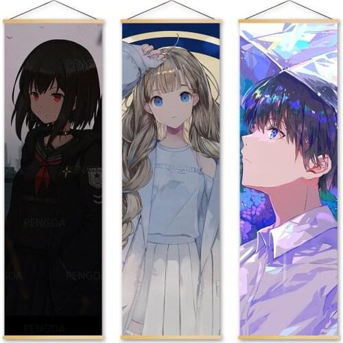 Wall Artwork Perfect Girl Canvas Pictures Painting Print Cartoon Character Posters Solid Wood Hanging Scrolls Home Decoration