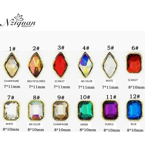 NZIQUAN nail decoration accessories 10 pieces 3D crystal diamond accessories DIY nail art decoration rhinestone glass nail stick