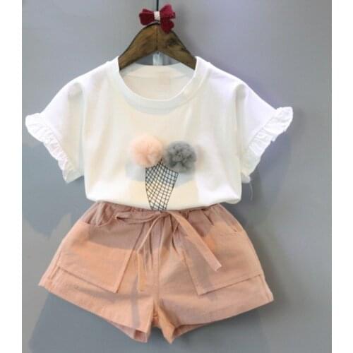 1-6T Baby Kids Girls Clothes Sets Ice cream printed T-shirt + Shorts Girls' Suit Pants Shorts Summer Fashion Outfits