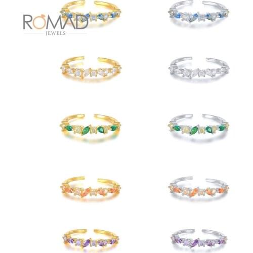 ROMAD Green Purple Bllue Zircon Rings For Women 925 Sterling Silver Finger Ring Rings 2021 New Gold Fine Jewelry Anillos Mujer