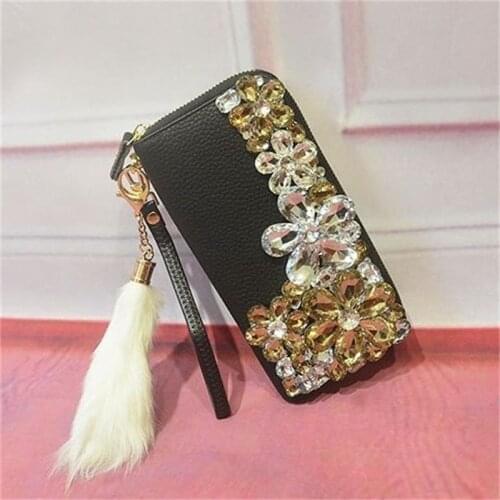 Luxury Rhinestone Wrist Wallet fashion Wallet Cowhide Wallet Womens Long Zipper Womens Wallet Card Holder Womens Wallet
