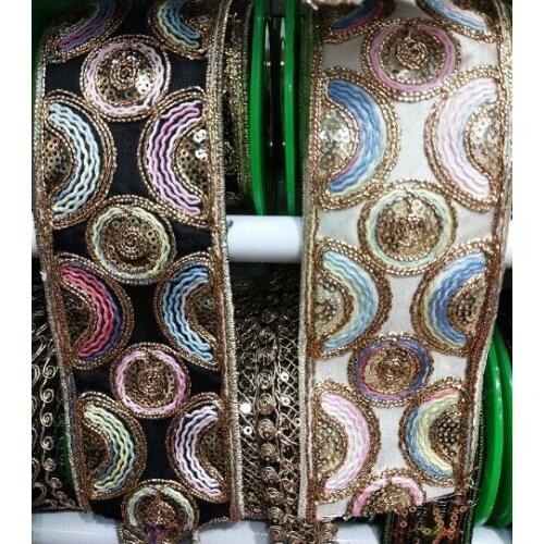 Wide abou 6.5cm 10yards/lot cotton Woven Jacquard Ribbon embroider with Sequins Trims Quilt Accessories LS-0131