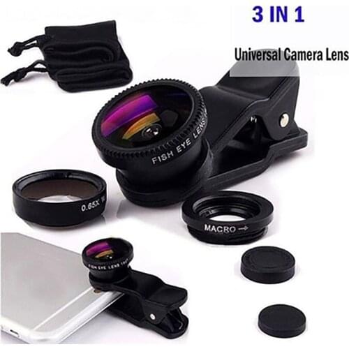 Wide Angle Macro Fisheye Lens Camera Kits Mobile Phone Fish Eye Lenses with Clip 0.67x for All Cell Phones Smartphone Acc
