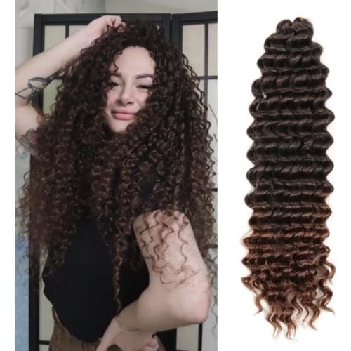 22Inch-30inch Freetress Synthetic Ombre Braiding Hair Extensions Deep Twist Crochet Hair Braid Low Tempreture Fiber Hair Alibaby