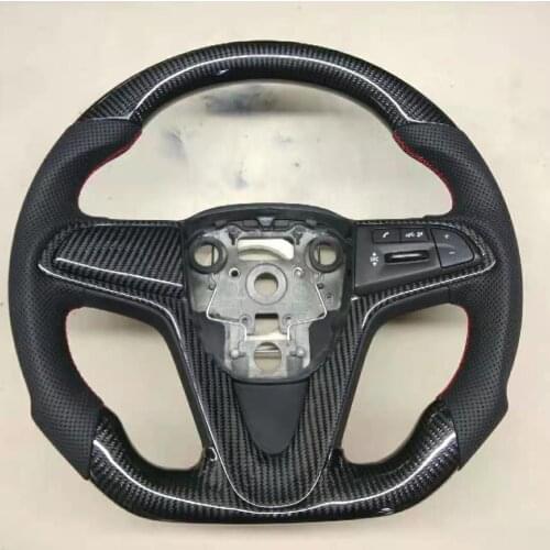 OEM Cuatomized Trim Real Carbon Fiber Sports Steering Wheel Alcantara Leather compatible for Chevrolet Sail 3 2015-2018
