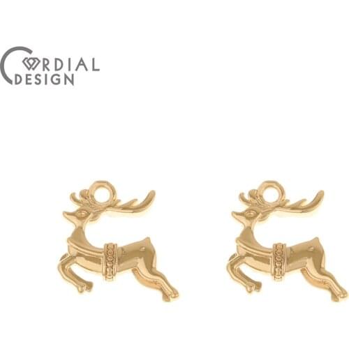 Cordial Design 50Pcs 14*15MM Jewelry Accessories/Charms/Deer Shape/Genuine Gold Plating/Hand Made/DIY Making/Earring Findings